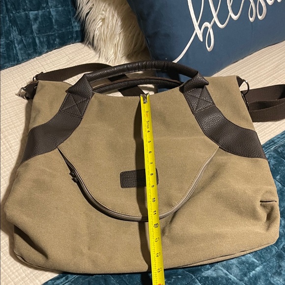 Elegant Olive and Brown Women's Satchel - Picture 9 of 10